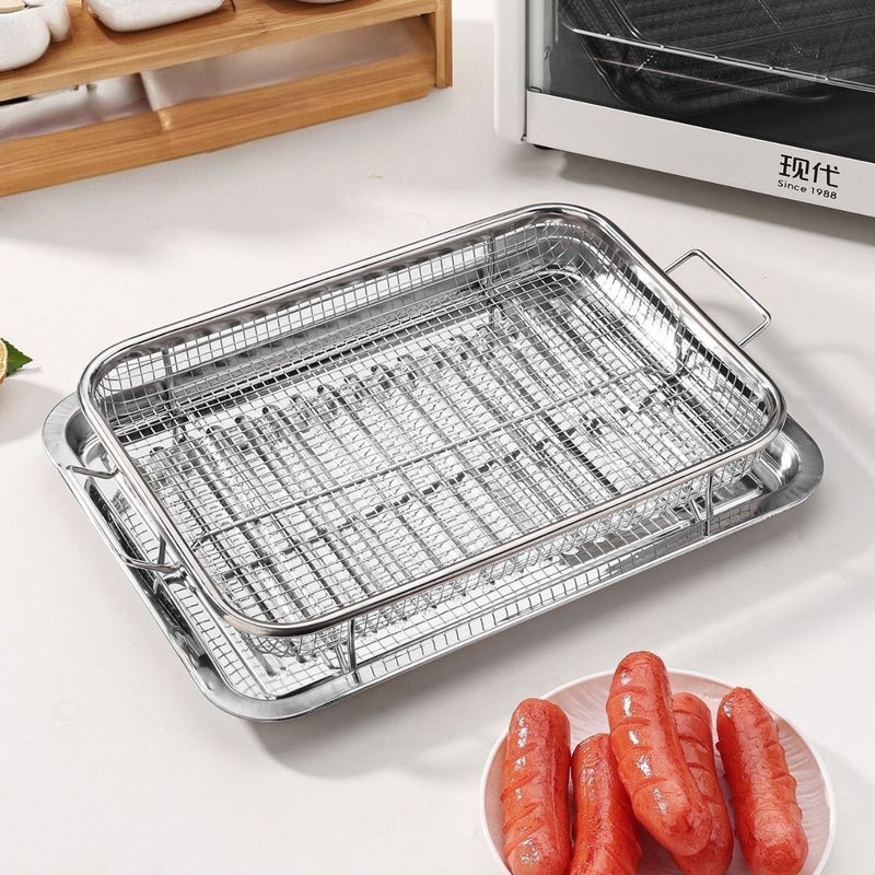 Stainless Steel Frying Grid with Tray - Professional Kitchen Essentials - Image 3