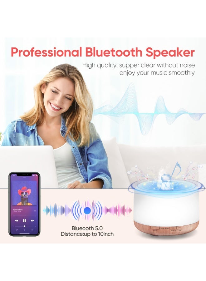 Kueh 500ml Essential Oil Diffuser with Bluetooth Speaker 5.0, Quiet Aromatherapy Mist Diffusers for Essential Oils, Ultrasonic Oil Diffuser with Remote Control, 7 Colors Light for Bedroom - Image 2