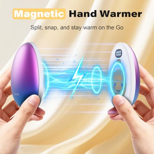 Taiofan Hand Warmers Rechargeable, 2 Pack Cute Egg Design, LED Display, 4 Levels Fast Heating Magnetic Electric Hand Warmers, Portable Pocket Heater Gifts for Women Men Outdoor Camping Hunting Golf - Image 4