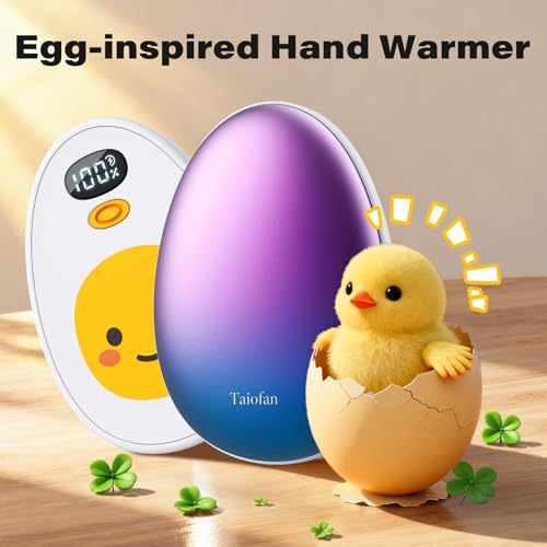 Taiofan Hand Warmers Rechargeable, 2 Pack Cute Egg Design, LED Display, 4 Levels Fast Heating Magnetic Electric Hand Warmers, Portable Pocket Heater Gifts for Women Men Outdoor Camping Hunting Golf - Image 2