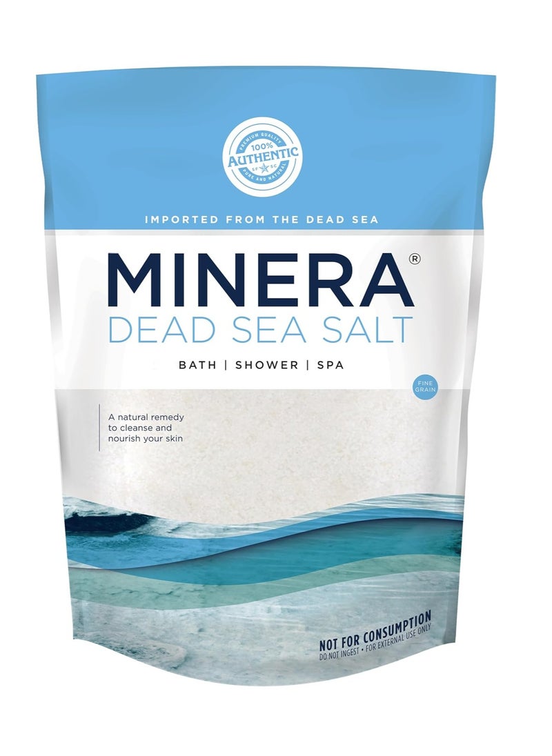 Minera Minera Dead Sea Salt, 100% Pure & Natural, 2 lbs. Fine Grain (0-1.7 mm) Bulk Bag, Easily Dissolving Dead Sea Salts for Soaking & Bathing, Skin Nourishing Fine Sea Salt, Unscented  - Image 1