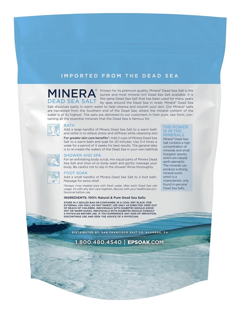 Minera Minera Dead Sea Salt, 100% Pure & Natural, 2 lbs. Fine Grain (0-1.7 mm) Bulk Bag, Easily Dissolving Dead Sea Salts for Soaking & Bathing, Skin Nourishing Fine Sea Salt, Unscented  - Image 3