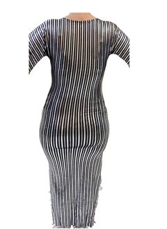 Generic Belly Dance  Dancing Outfit  Galabeya  Handmade Bellydance Women (Black x Silver)  - Image 2