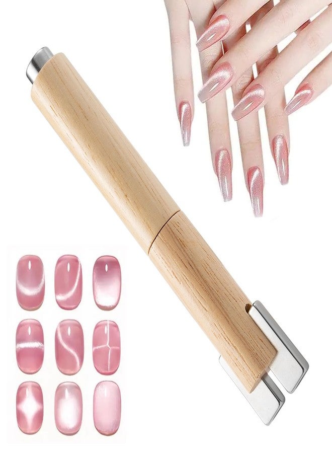 SILPECWEE 4 in 1 Nail Magnet, Multifunctional Cat Eye Magnet for Nails Gel Nail Polish Magnet Stick Wooden Magnetic Nail Polish Tools for Cat Eye Nail Art Design - Image 1
