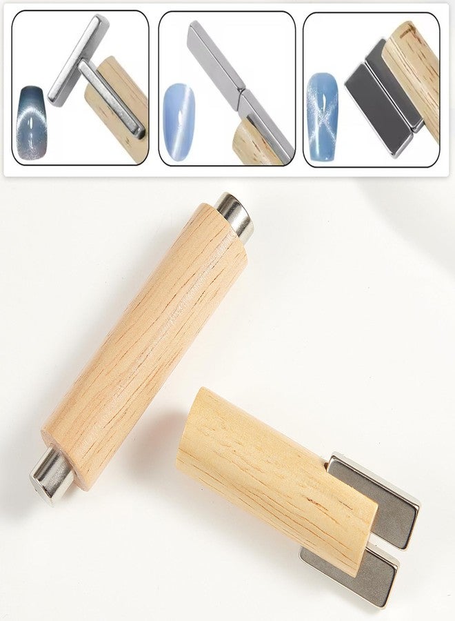 SILPECWEE 4 in 1 Nail Magnet, Multifunctional Cat Eye Magnet for Nails Gel Nail Polish Magnet Stick Wooden Magnetic Nail Polish Tools for Cat Eye Nail Art Design - Image 2