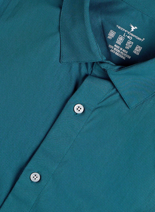 تكنوسبورت قميص رجالي تكنوسبورت بقصة ضيقة وياقة واسعة - Image 4