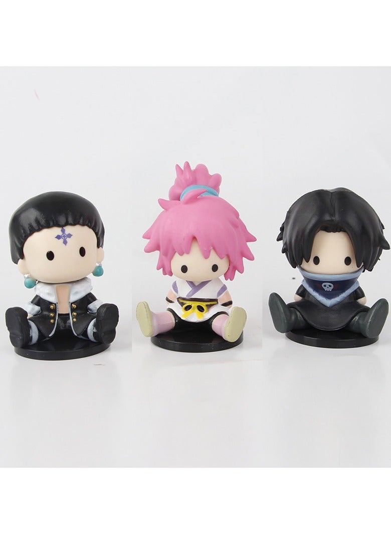 general Full-time hunter generation 3 sitting handpiece 6 sets, Jie / Kiwi / Kurapika and other characters doll ornaments, anime peripheral collection models - Image 4