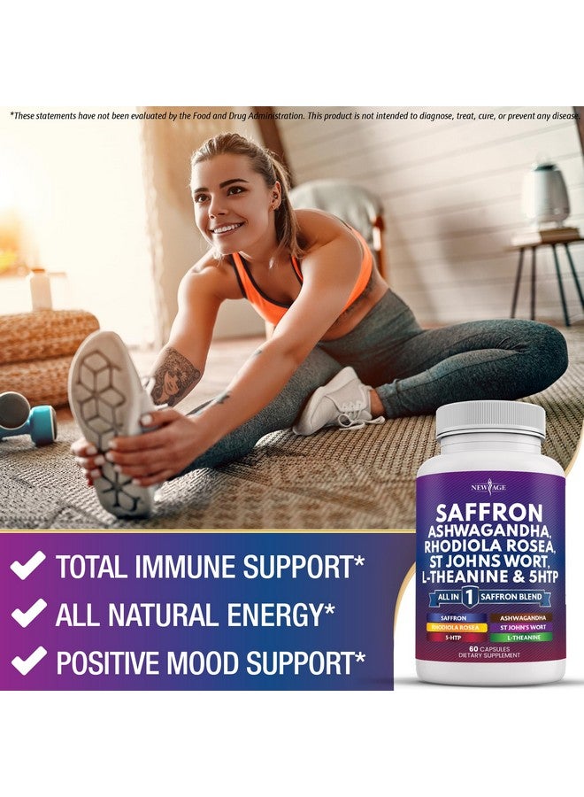 NEW AGE Saffron Supplements with Ashwagandha - Support with L-Theanine, Ginkgo Biloba, St. John's Wort, Rhodiola Rosea & 5-HTP - Saffron 120 Count - Image 4