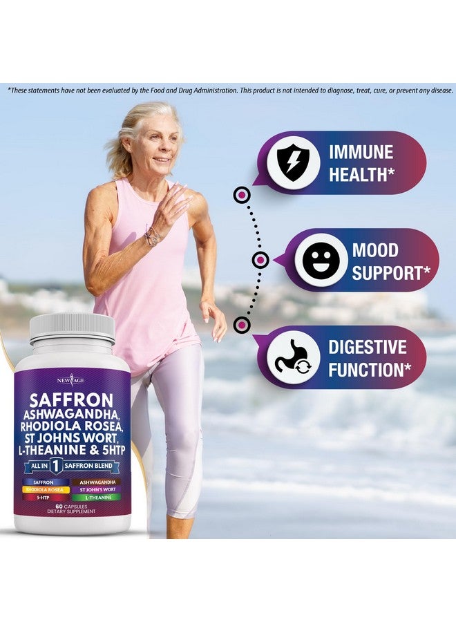 NEW AGE Saffron Supplements with Ashwagandha - Support with L-Theanine, Ginkgo Biloba, St. John's Wort, Rhodiola Rosea & 5-HTP - Saffron 120 Count - Image 5