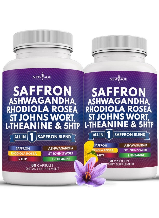 NEW AGE Saffron Supplements with Ashwagandha - Support with L-Theanine, Ginkgo Biloba, St. John's Wort, Rhodiola Rosea & 5-HTP - Saffron 120 Count - Image 1