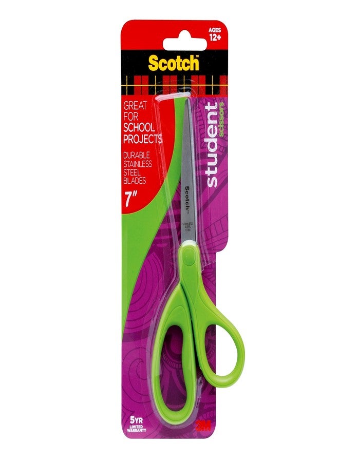 Scotch Student Scissors, 7-Inch - Blue, Green, or Purple, Colors May Vary (1407S-MIX) - Image 1