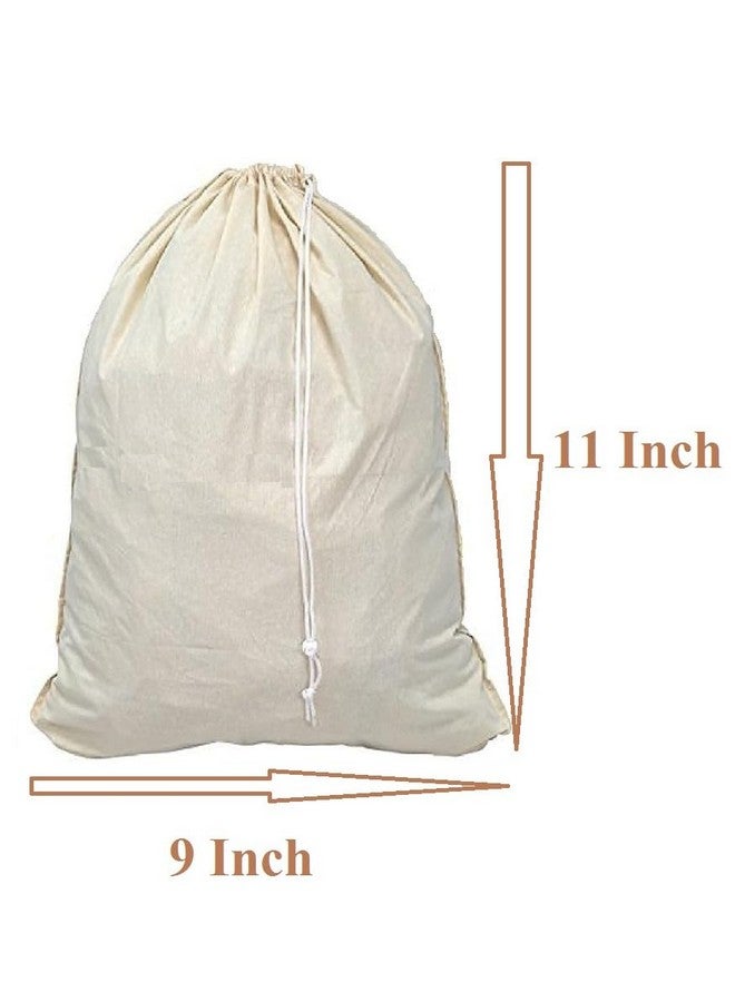 WUD Muslin Bags with Drawstring Unbleached Cotton Potli Bag Breathable Dust-proof Pouch, Set of 3, 11 x 9 inch - Image 2