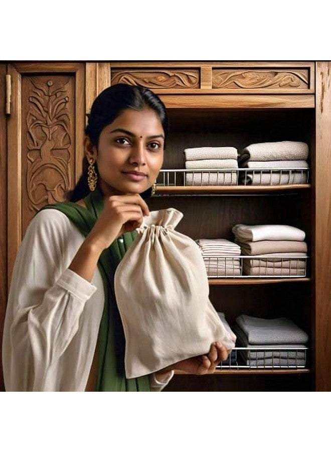 WUD Muslin Bags with Drawstring Unbleached Cotton Potli Bag Breathable Dust-proof Pouch, Set of 3, 11 x 9 inch - Image 3