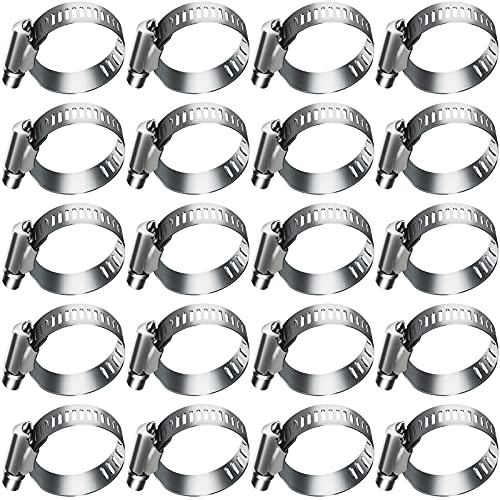 Juasky 20pcs Adjustable Worm Gear Hose Clamp Stainless Steel Pipe Clamps, 1"-2"(27-51mm) Tube Clamp Tool for Water Pipe, Plumbing, Fuel Line,Intercooler - Image 1