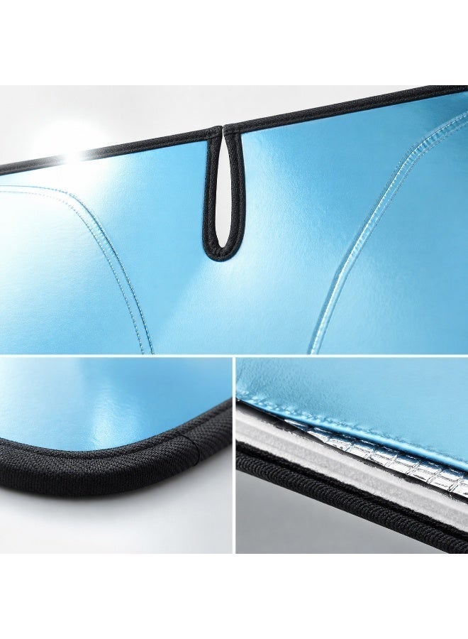 Foldable Car Windshield Sunshade 145 × 80 cm, Titanium Silver Reflective Front Window Cover with Oxford Fabric, Heat Insulation and UV Protection - Image 4
