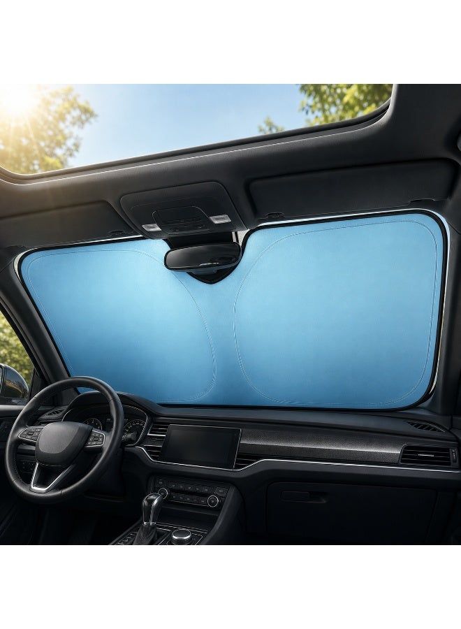 Foldable Car Windshield Sunshade 145 × 80 cm, Titanium Silver Reflective Front Window Cover with Oxford Fabric, Heat Insulation and UV Protection - Image 3