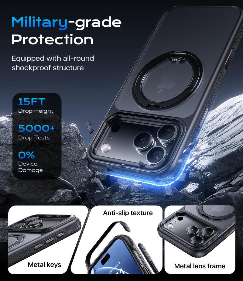 ohbox iPhone 17 Pro Max Case with Stand, Strong Magnetic i Phone 17 Pro Max Case, Compatible with MagSafe, Drop Protection 17 Pro Max Cover Slim Translucent Matte Phone Case for iPhone 17 Pro Max - Image 4