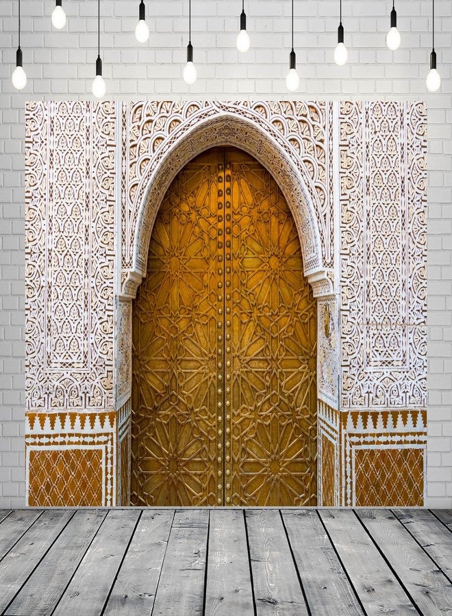 بيليكو خلفية قماشية من بيلكو، مقاس 7 × 5 قدم، بتصميم قصر مغربي، بنمط معماري شرق أوسطي، خلفية باب قصر مغربي، زينة حفلات مغربية، دعائم تصوير أعياد الميلاد، دعائم استوديو تصوير - Image 3