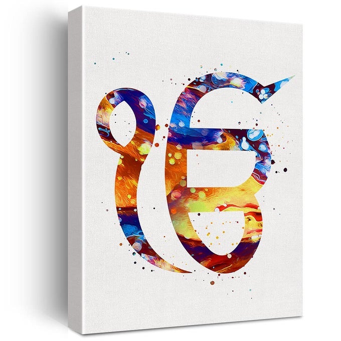 EK ONKAR WATERCOLOR WALL ART KHANDA SYMBOL CANVAS PAINTING PRINTS FOR HOME OFFICE WALL DECOR FRAMED SIKHISM ARTWORK SIKH GIFTS12X15 INCH