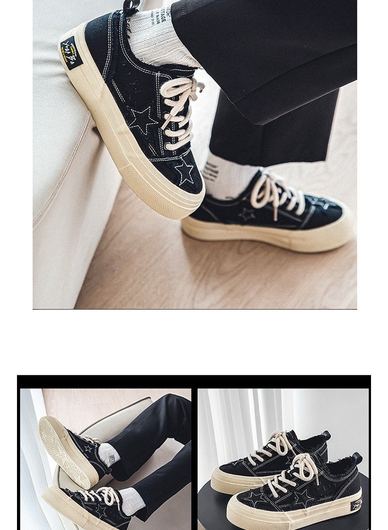 NIBEMINENT Men's Canvas Sneakers, Vintage Distressed Star Design Skate Shoes With Good Traction  - Image 5