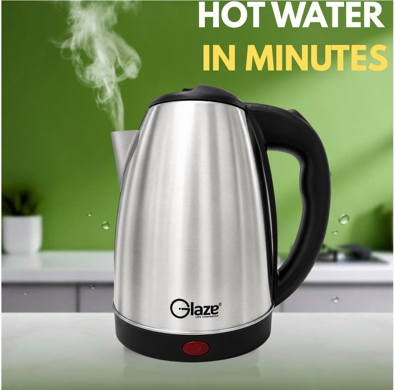 Glaze Electric Kettle 1.8L 1500W Stainless Steel Fast Boil Water Kettle with Auto Shut-Off, Dry Boil Protection, 360° Rotating Base, Food Grade 304 Stainless Steel, Tea Coffee Water Boiler, GLK180, Silver/Black - Image 4
