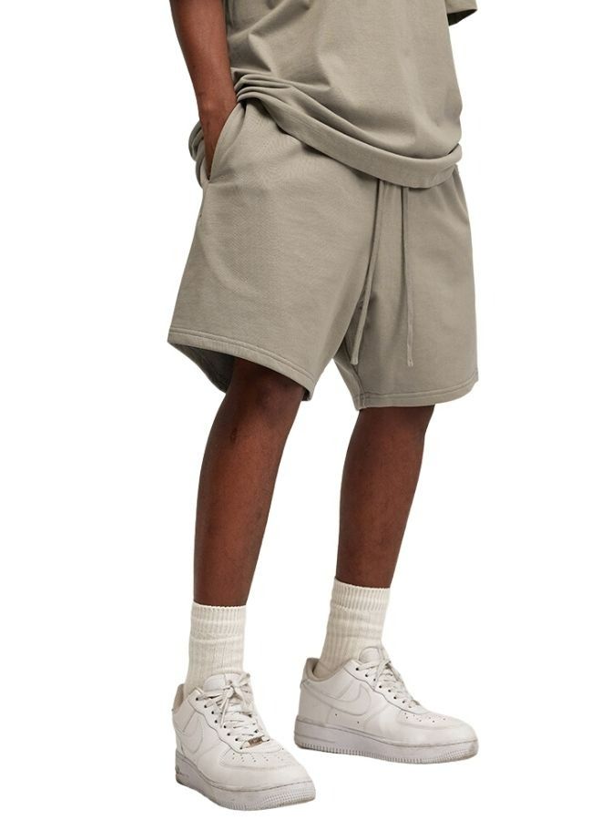 Mei Stylish Men's Casual Relaxed Fit Drawstring Pure Cotton Bottom Short - Image 2