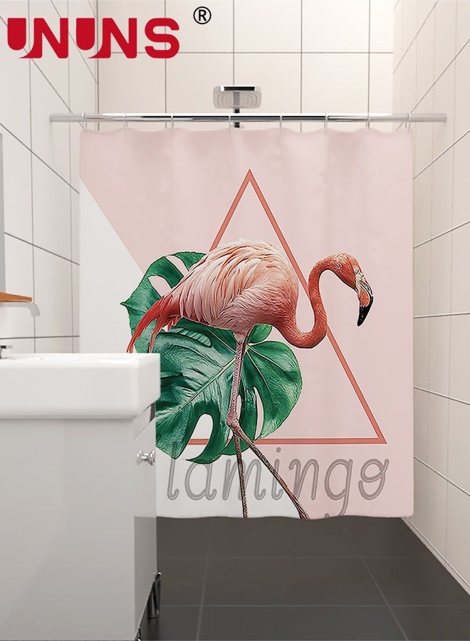 UNUNS ستارة دش، ستائر فلامنجو لطيفة، 71x71 بوصة ستائر حمام فنية حديثة بوهيمية، مجموعة ملحقات حمام وردية - Image 4