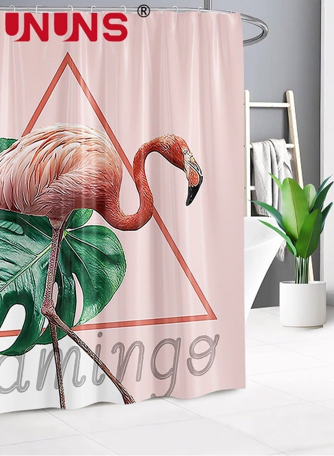 UNUNS ستارة دش، ستائر فلامنجو لطيفة، 71x71 بوصة ستائر حمام فنية حديثة بوهيمية، مجموعة ملحقات حمام وردية - Image 5