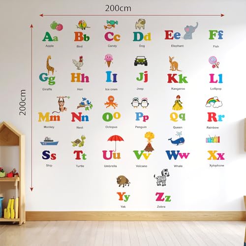 StickMe Alphabets - Baby Kids Learning Education Nursery, Pre School, Kindergarten Wall Sticker Decals (Multicolour, Self-Adhesive, Peel and Stick) (Large - 200 x 200 cm) - Image 4