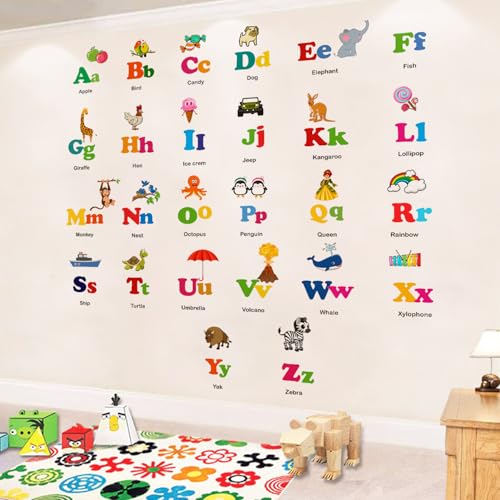 StickMe Alphabets - Baby Kids Learning Education Nursery, Pre School, Kindergarten Wall Sticker Decals (Multicolour, Self-Adhesive, Peel and Stick) (Large - 200 x 200 cm) - Image 5