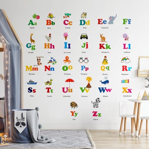 StickMe Alphabets - Baby Kids Learning Education Nursery, Pre School, Kindergarten Wall Sticker Decals (Multicolour, Self-Adhesive, Peel and Stick) (Large - 200 x 200 cm) - Image 2