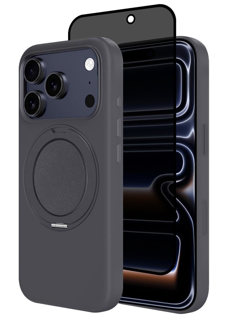 CATANES 2 Packs Magsafe Case for iPhone 17 Pro Max - One Case One Privacy Screen Protector - with 360° Spin Magnetic Stand Holder Soft Liquid Silicone Cozy Grip Full Camera Protection Non-Slip Phone Cover - Image 1