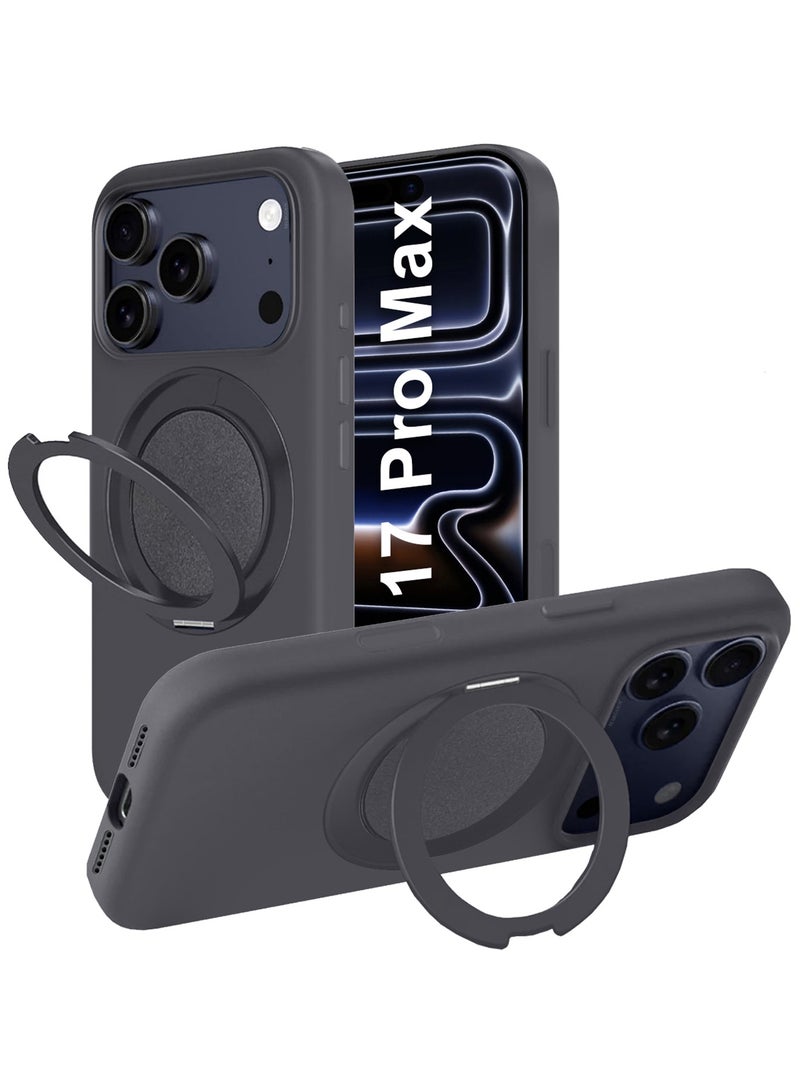 CATANES 2 Packs Magsafe Case for iPhone 17 Pro Max - One Case One Privacy Screen Protector - with 360° Spin Magnetic Stand Holder Soft Liquid Silicone Cozy Grip Full Camera Protection Non-Slip Phone Cover - Image 2