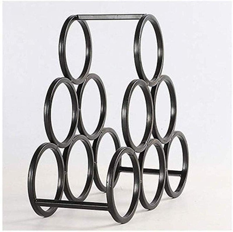 Indian Decor 21041 Wine Rack Square Tube 6 Circle Wine Rack Honeycomb Design Porous Display Frame for Living Room Bar Decoration Home Decoration Display Wine Rack Black - Image 1