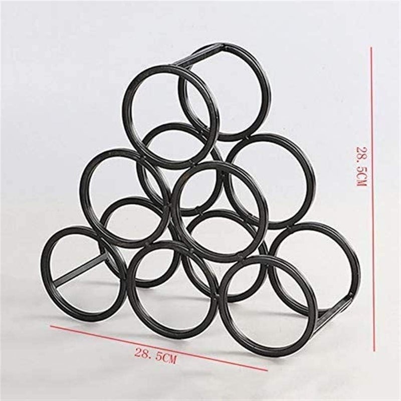 Indian Decor 21041 Wine Rack Square Tube 6 Circle Wine Rack Honeycomb Design Porous Display Frame for Living Room Bar Decoration Home Decoration Display Wine Rack Black - Image 2