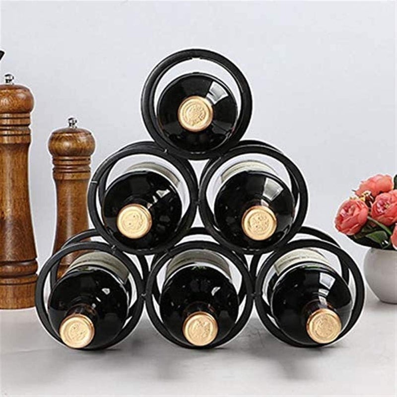 Indian Decor 21041 Wine Rack Square Tube 6 Circle Wine Rack Honeycomb Design Porous Display Frame for Living Room Bar Decoration Home Decoration Display Wine Rack Black - Image 4