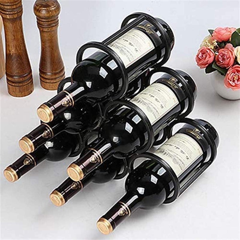 Indian Decor 21041 Wine Rack Square Tube 6 Circle Wine Rack Honeycomb Design Porous Display Frame for Living Room Bar Decoration Home Decoration Display Wine Rack Black - Image 3