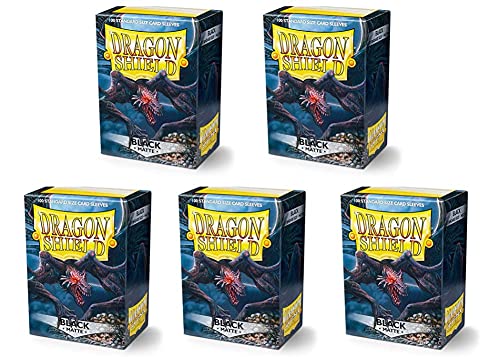 dragon shield 5 Packs Dragon Shield Matte Black Standard Size 100 ct Card Sleeves Value Bundle - Image 1
