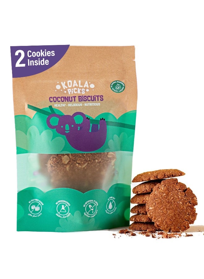 Koala Picks 2pcs Coconut Cookies with Date Powder, Oats & Unsalted Butter – No Refined Sugar, Preservatives or Transfat – Healthy Snack for Kids & Adults – All-Natural Ingredients - Image 1