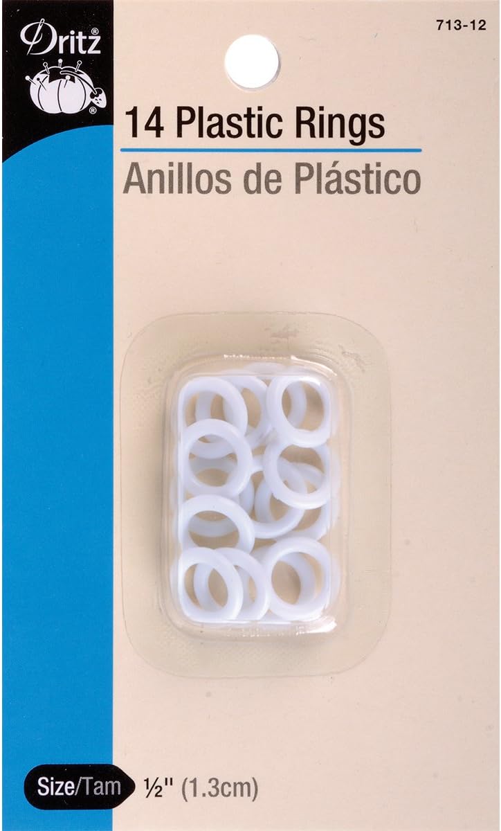 713-12 Plastic Rings, 1/2-Inch, 14-Count , White