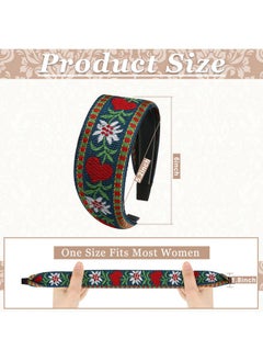 Geosar 9 Pack Boho Headband Embroidery Headband For Women Bohemia Handmade Wide Headbands Vintage Ethnic Style Hair Bands Hair Turban Floral Embroidered Headband For Girls Hair Accessories 9 Styles  - Image 4