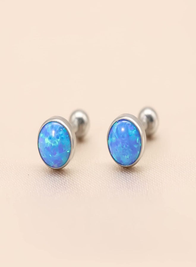BLISI 16g Titanium Internally Threaded Earrings with Screw Back for Sensitive Ears Hypoallergenic Cartilage Tragus Helix Ear Piercing Diameter (Blue Pacific, 4mm) - Image 4