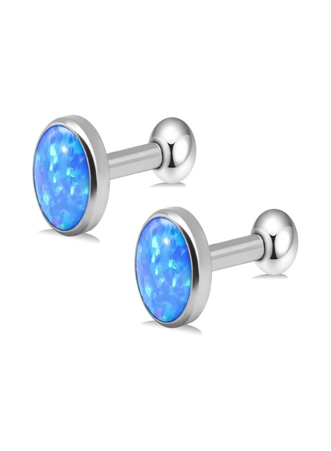 BLISI 16g Titanium Internally Threaded Earrings with Screw Back for Sensitive Ears Hypoallergenic Cartilage Tragus Helix Ear Piercing Diameter (Blue Pacific, 4mm) - Image 1