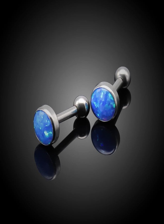 BLISI 16g Titanium Internally Threaded Earrings with Screw Back for Sensitive Ears Hypoallergenic Cartilage Tragus Helix Ear Piercing Diameter (Blue Pacific, 4mm) - Image 3
