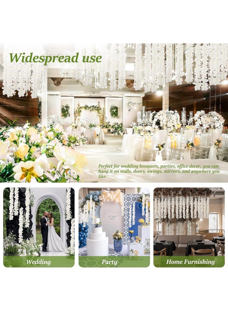 SYOSI Artificial Wisteria Garland, Reusable Silk Flower Vine, 40 Inch Hanging Fake Wisteria Decor, Elegant DIY Wedding Party Patio Home Wall Arch Decoration, White - Image 5