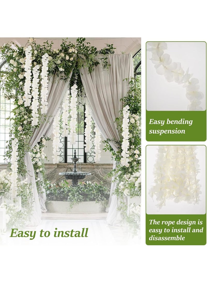 SYOSI Artificial Wisteria Garland, Reusable Silk Flower Vine, 40 Inch Hanging Fake Wisteria Decor, Elegant DIY Wedding Party Patio Home Wall Arch Decoration, White - Image 4