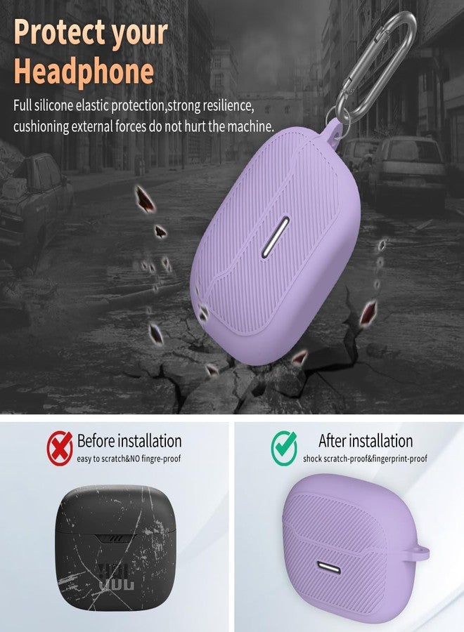 YIPINJIA for JBL Endurance Race Case Cover, Silicone Protective Portable Scratch Shock Resistant Cover Compatible with JBL Endurance Race Earbuds Charging Case with Carabiner(Purple) - Image 2