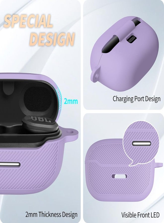 YIPINJIA for JBL Endurance Race Case Cover, Silicone Protective Portable Scratch Shock Resistant Cover Compatible with JBL Endurance Race Earbuds Charging Case with Carabiner(Purple) - Image 3