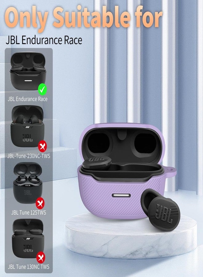 YIPINJIA for JBL Endurance Race Case Cover, Silicone Protective Portable Scratch Shock Resistant Cover Compatible with JBL Endurance Race Earbuds Charging Case with Carabiner(Purple) - Image 5