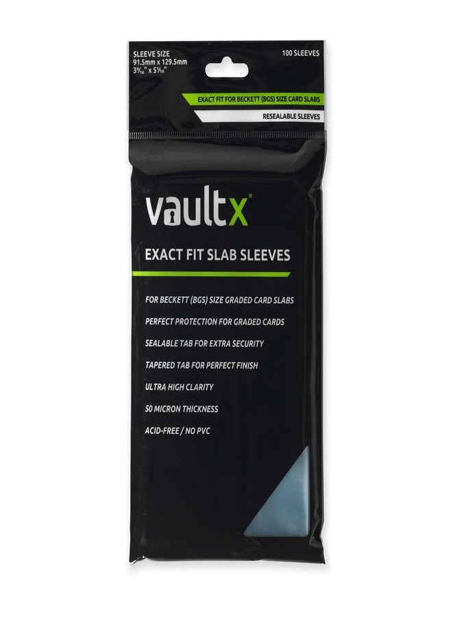 Vault X Graded Trading Card Slab Sleeves, Exact Fit Bags for Becketts BGS and Other Similar Sized Cases, Collectible Card Games, Sports, TCG (100 Pack) - Image 1